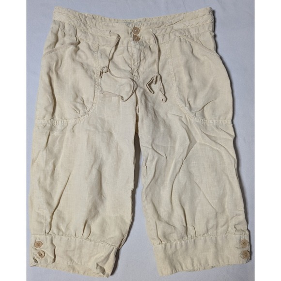 Guess Pants - GUESS JEANS Linen Bermuda Shorts Natural Beige - Women Small